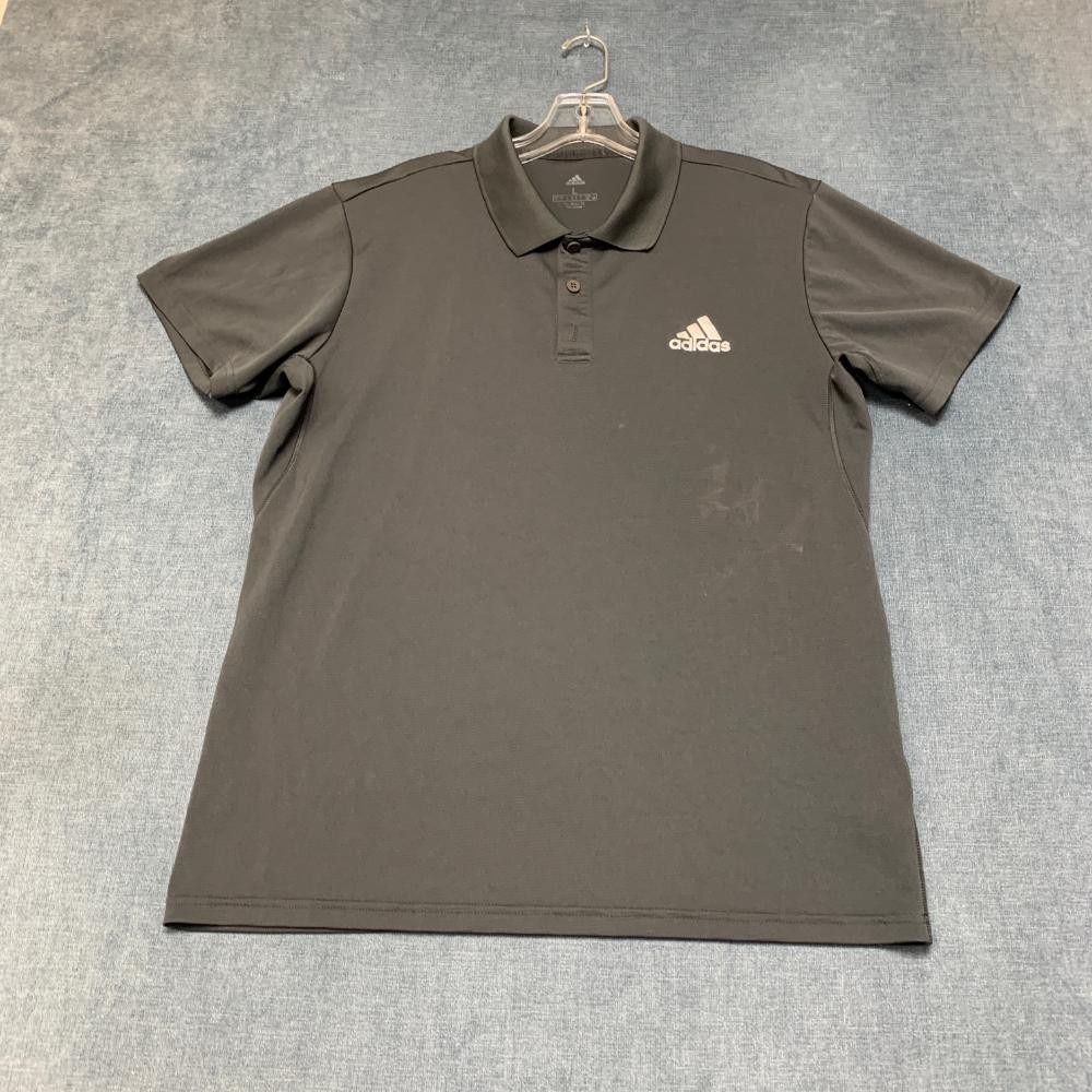 Adidas Climalite Polo Shirt Mens Large Gray Logo Golf Tennis Performance Sports